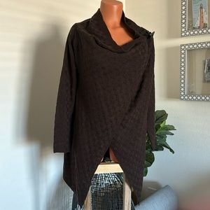 Venus Brown Basket Weave Wrap Cardigan